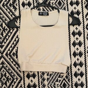Love Nation Beige Ribbed Crop Top